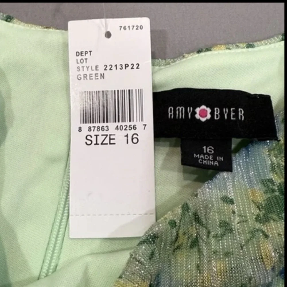 New Floral Flowy Green Handkerchief Dress Girls Size‎ 16 Easter Large Spring